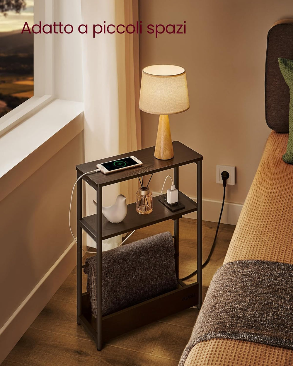Side Table - Charging Port & Shelves - Karrari