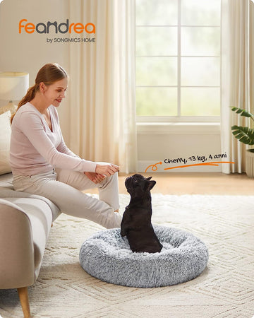 Dog bed, donut shaped pet bed, central cushion with removable and washable cover