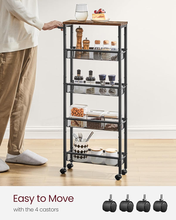5-Shelf Kitchen Trolley with Wheels - Karrari