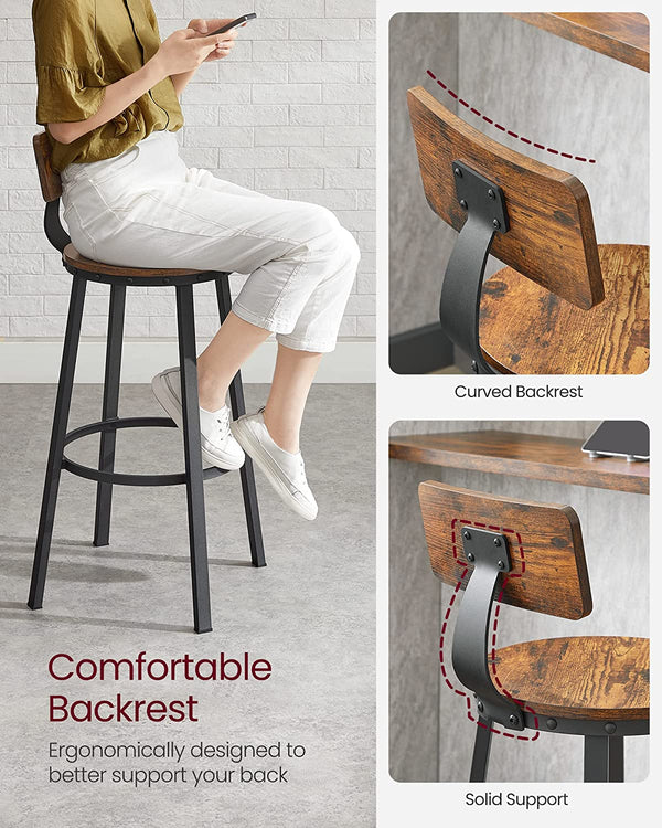 Set of 2 Bar Stools with Backrests - Karrari
