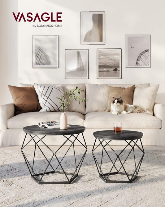Round Coffee Tables, Set of 2 Side Tables, Modern Style