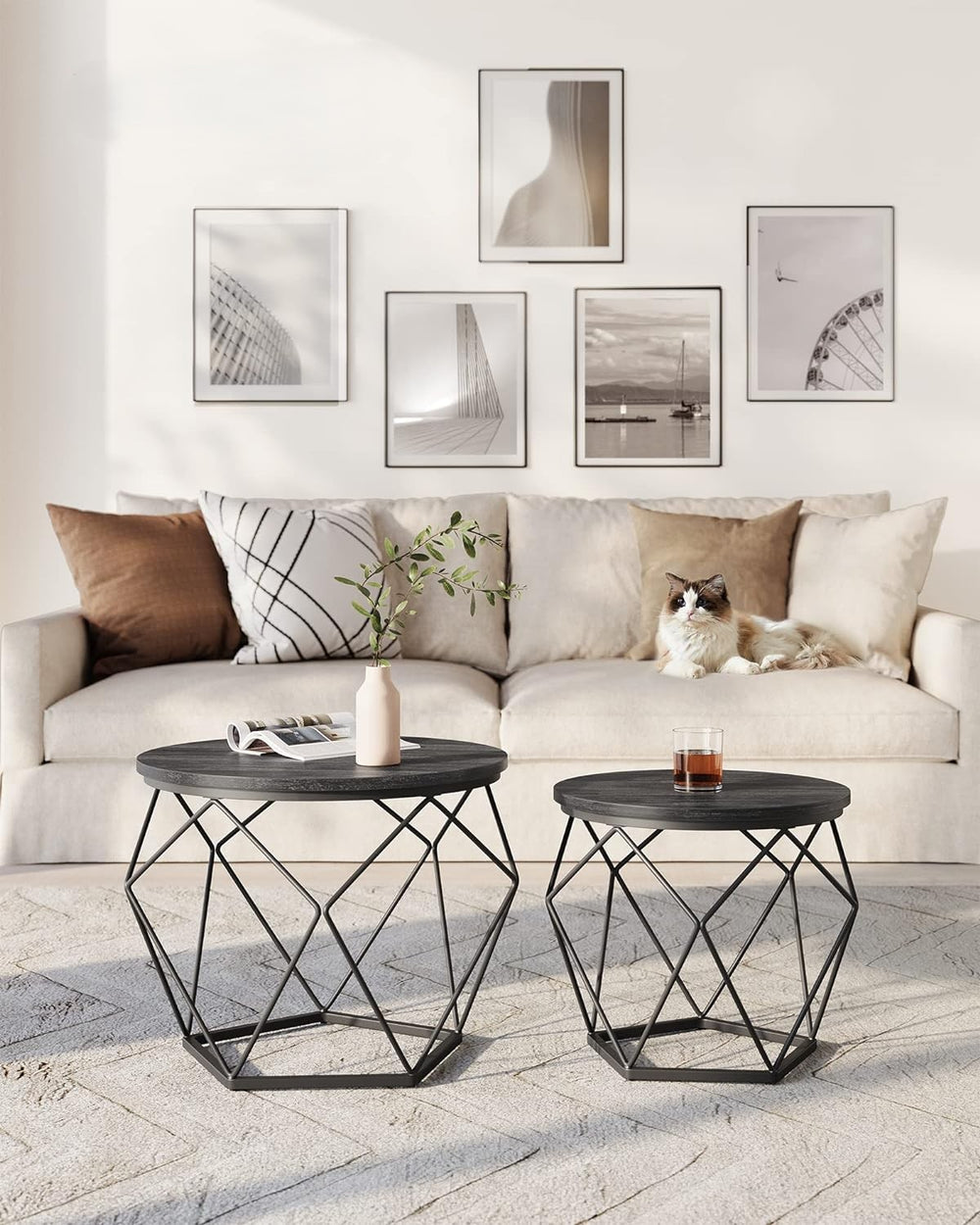 2-Piece Round Coffee Tables with Removable Tops - Karrari