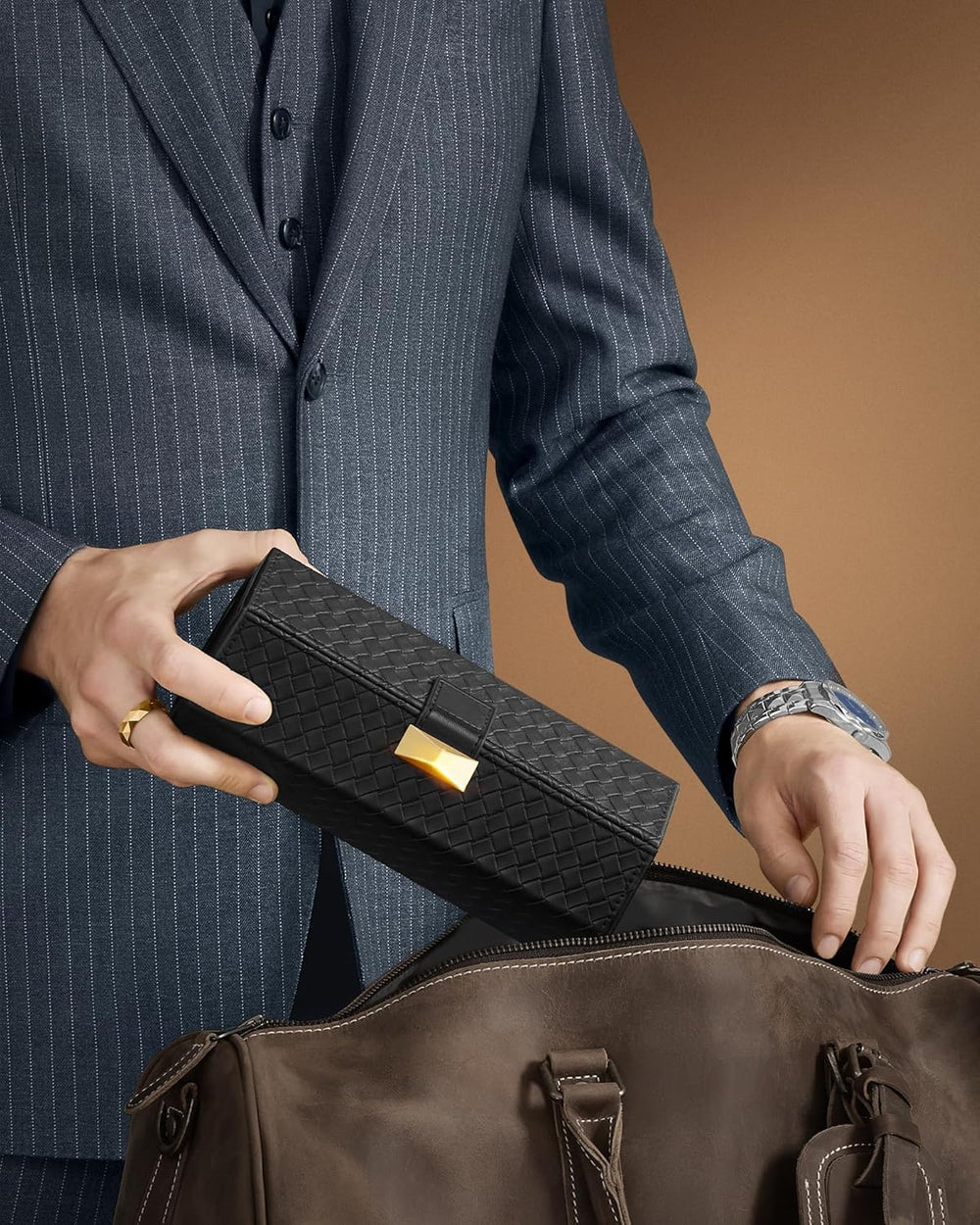 3-Watch Travel Case Hexagon Roll – PU Leather - Karrari