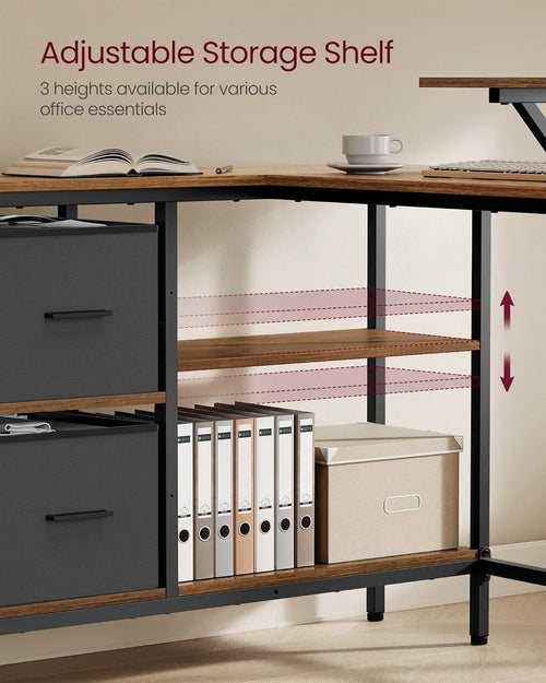 L-Shaped Desk with 2 Drawers & Monitor Stand - Karrari