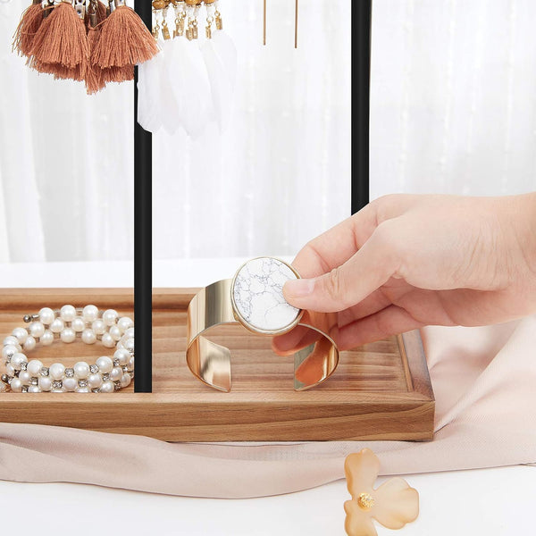 2-in-1 Jewellery Display Stand - Adjustable T-Bars & Tray