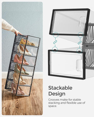 Set of 18 Clear Stackable Shoe Storage Boxes
