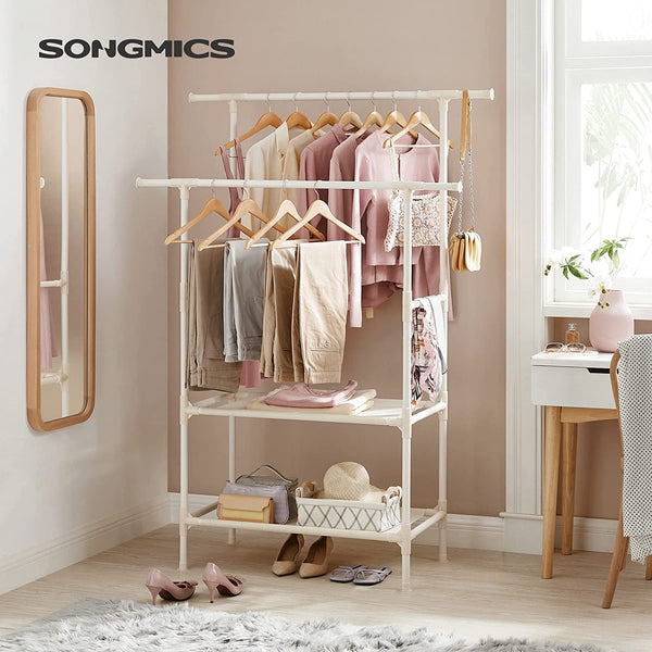 Double Hanging Clothes Rack with Storage Shelves - Karrari