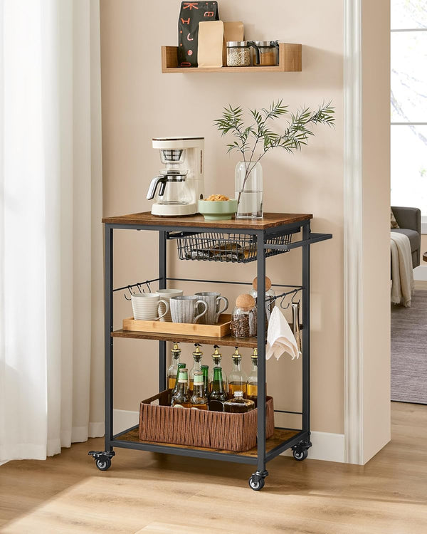 3-Tier Kitchen Trolley with Basket - Karrari