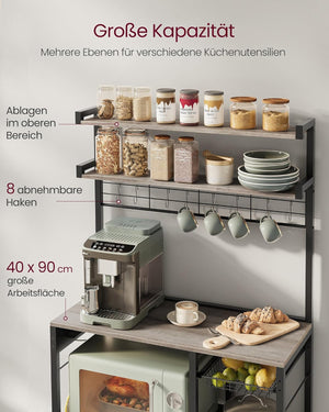 Kitchen Rack with Outlets – Greige/Black - Karrari