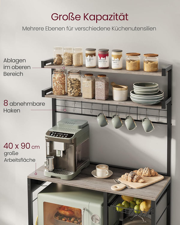 Kitchen Rack with Outlets – Greige/Black - Karrari