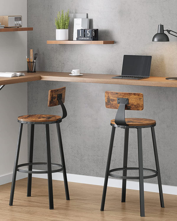 Set of 2 Bar Stools with Backrests - Karrari
