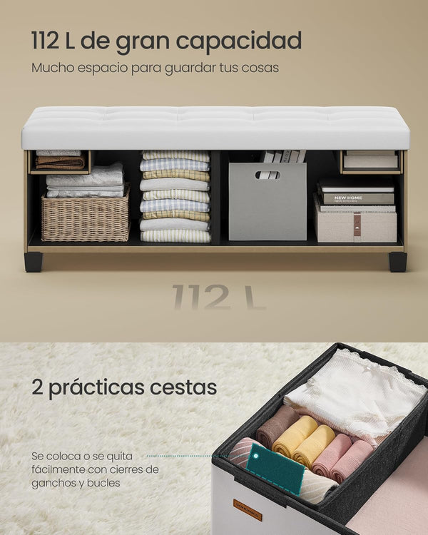 Storage Pouffe Bench with Legs, Foldable Footstool Ottoman
