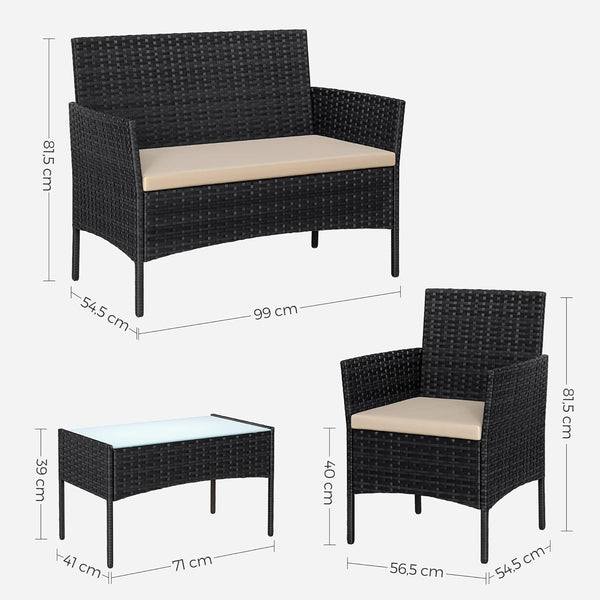 Outdoor Patio Furniture Set – Polyrattan Chairs & Table - Karrari