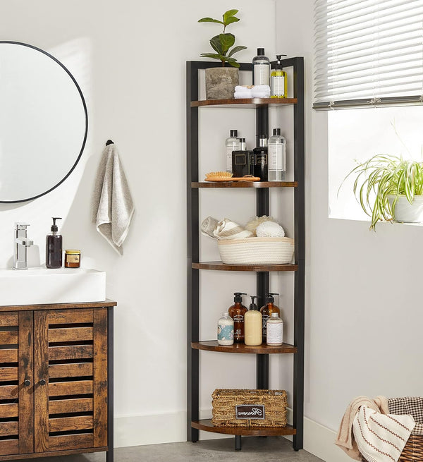 Bookcase, Corner Shelf with 5-Tier Shelves