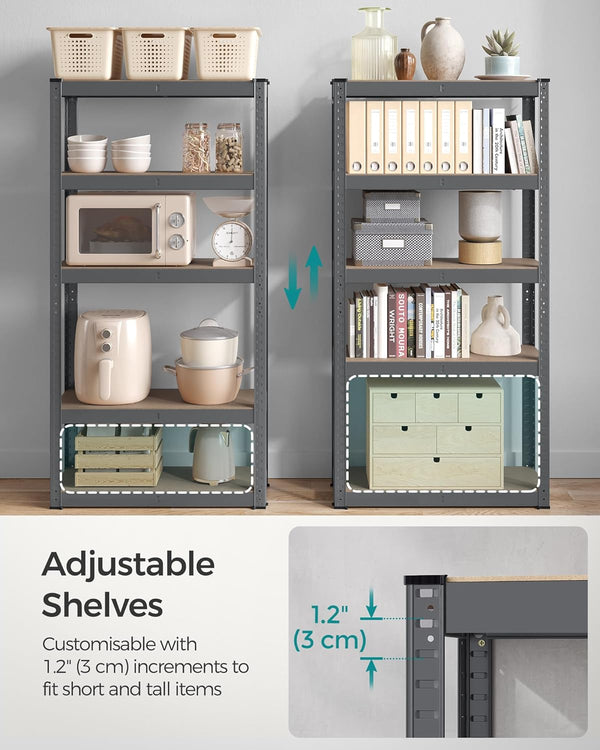 Heavy-Duty Storage Shelf - 5 Adjustable Steel Shelves (30x75x150cm) - Karrari