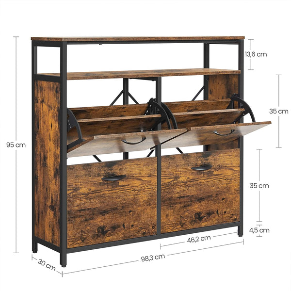 Hallway Shoe Cabinet with 4 Doors (Narrow Storage) - Karrari