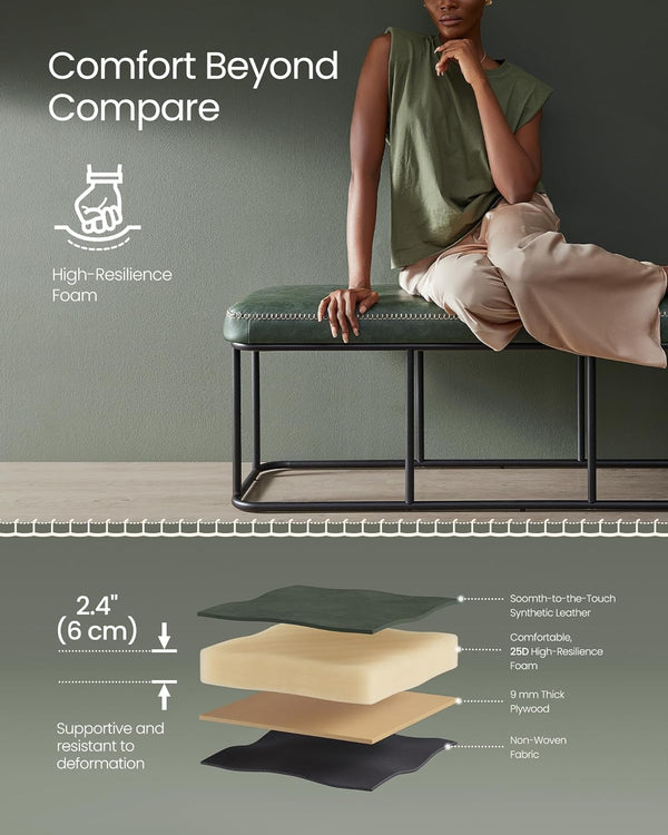 Faux Leather Bench – Steel Frame - Karrari
