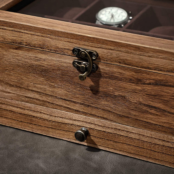 8-Slot 2-Tier Wooden Watch Box - Glass Lid - Karrari