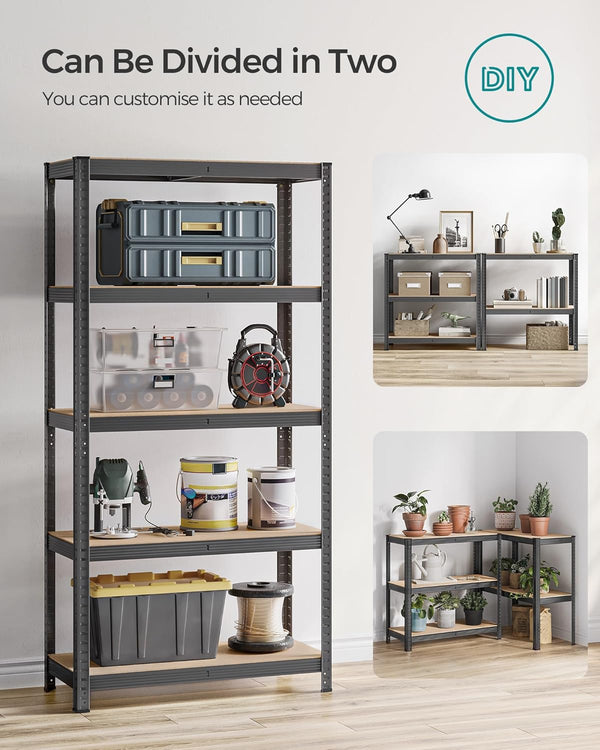 5-Tier Steel Shelving Unit - Heavy-Duty Garage Storage Rack (40x90x180cm) - Karrari