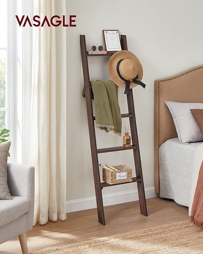 Blanket Ladder Decorative Farmhouse - for The Living Room, 5-Tier Ladder Shelf, Ladder Rack for Storage and Decor