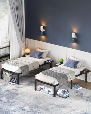 Single Bed Frame with Storage Shelves (190x90cm)