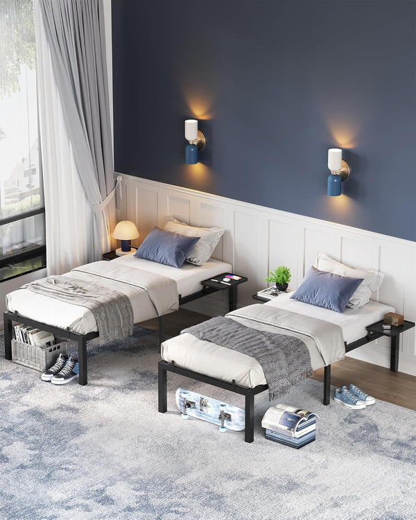 Single Bed Frame with Storage Shelves (190x90cm)