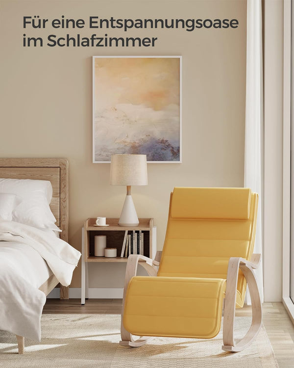 Rocking Chair with Adjustable Footrest - Pastel Yellow - Karrari