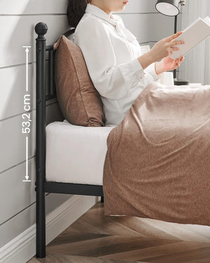 Metal Single Bed Frame - Black (190x90cm)