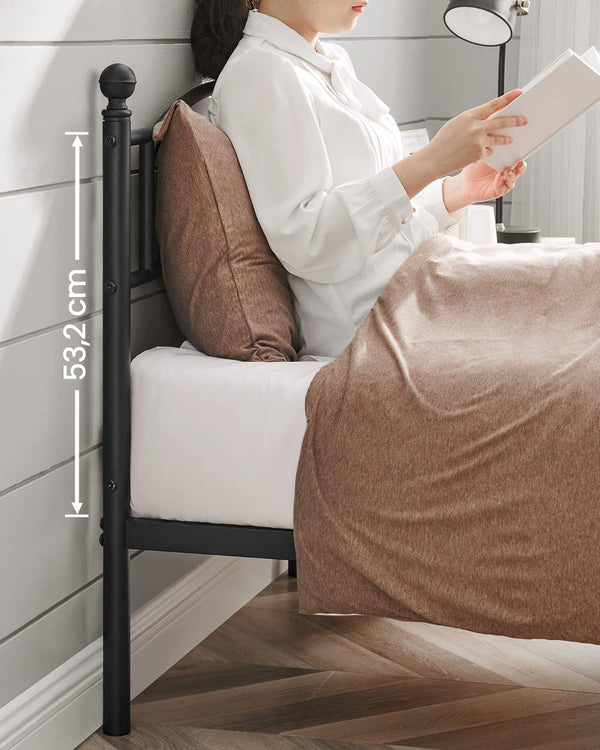 Metal Single Bed Frame - Black (190x90cm)