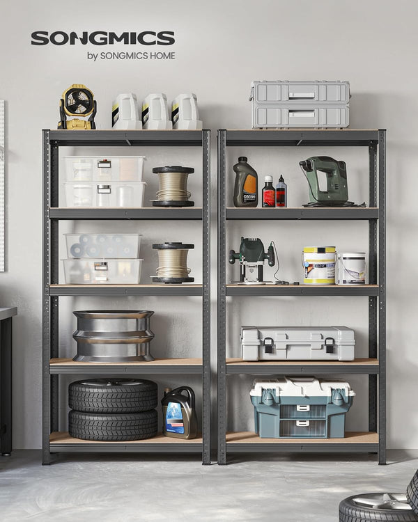 5-Tier Steel Shelving Unit - Heavy-Duty Garage Storage Rack (40x90x180cm) - Karrari