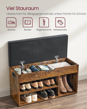 Shoe Bench with Cushion & Storage – 3 Compartments - Karrari