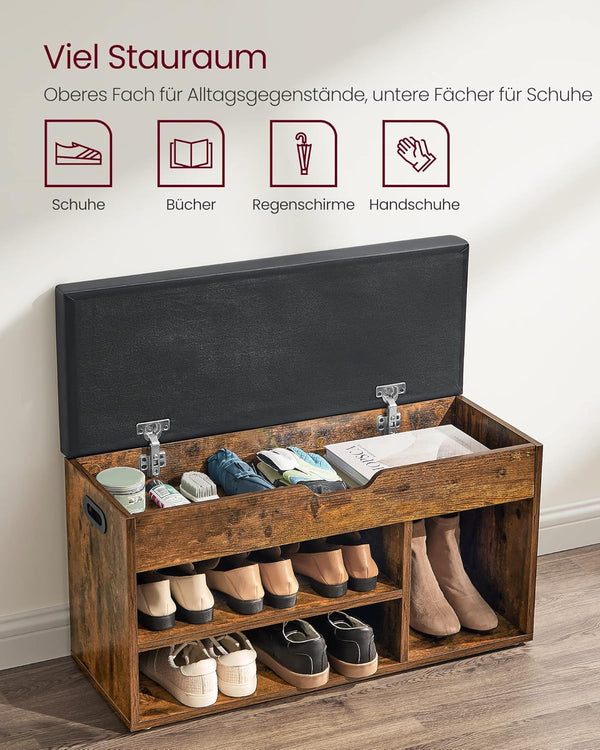 Shoe Bench with Cushion & Storage – 3 Compartments - Karrari