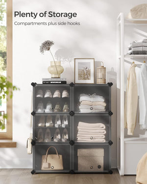 6-Slot Interlocking Shoe Rack Cabinet (Black) - Karrari