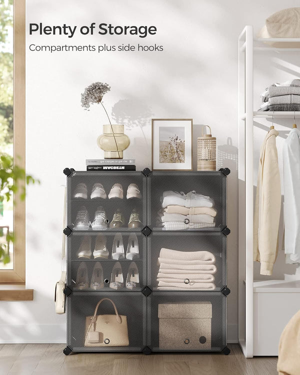 6-Slot Interlocking Shoe Rack Cabinet (Black) - Karrari