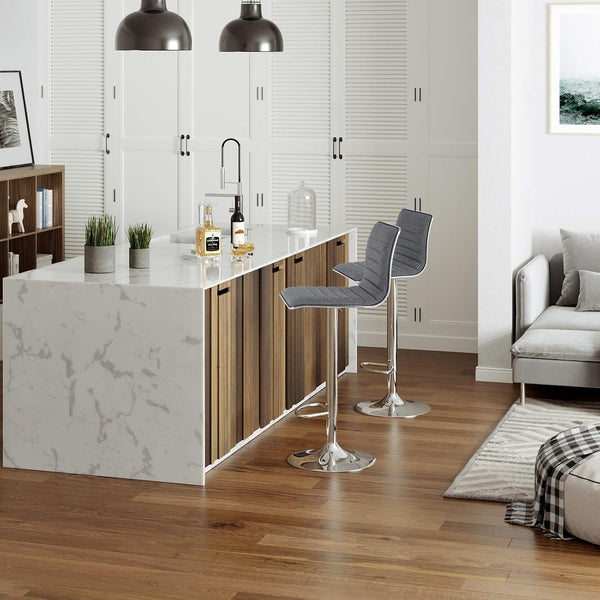 Height-Adjustable Bar Stools with Backrest – Smoke Grey (Set of 2)
