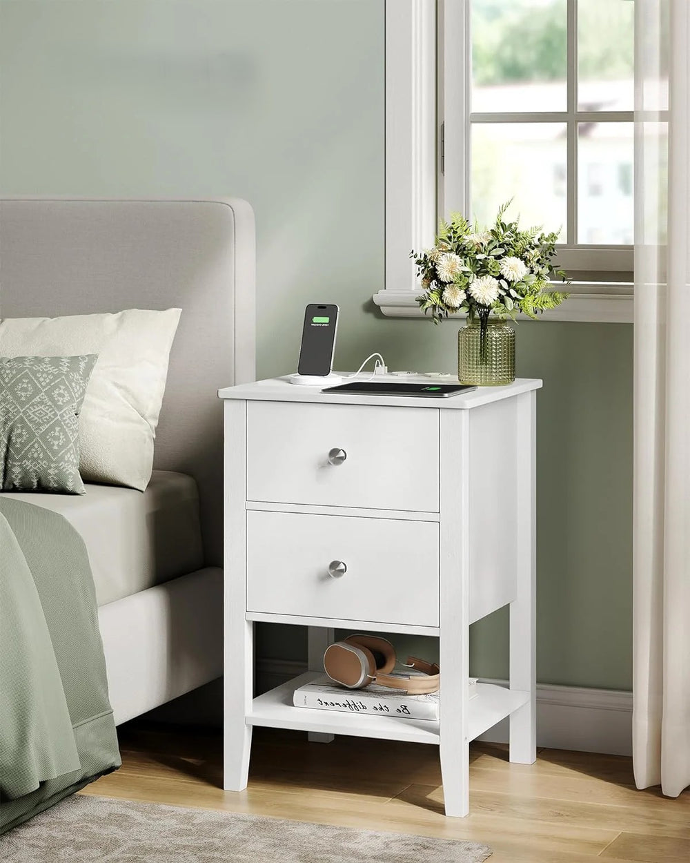Bedside Table with Charging & Storage - Karrari