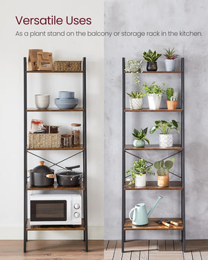 5-Tier Ladder Shelf – Industrial Bookcase - Karrari
