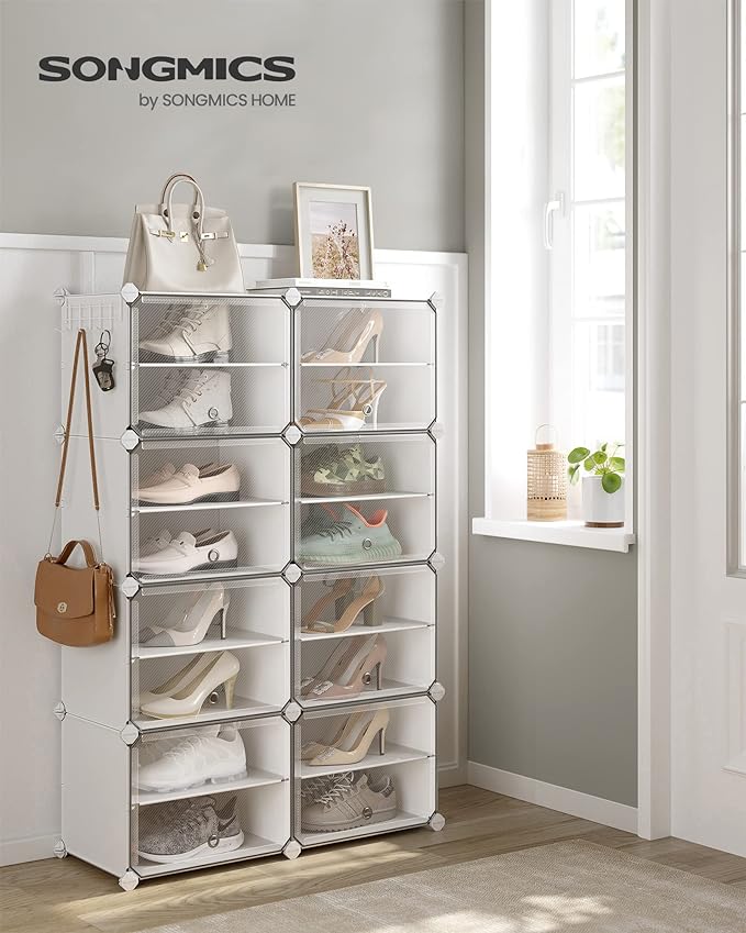 8-Slot Interlocking Shoe Storage Cabinet with Doors - Karrari