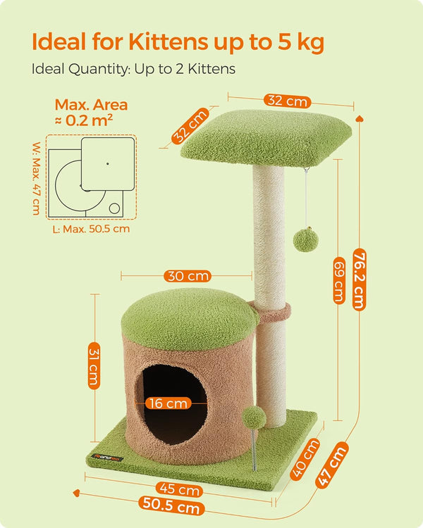 Cat Tree House, Tower – Green & Earth Brown