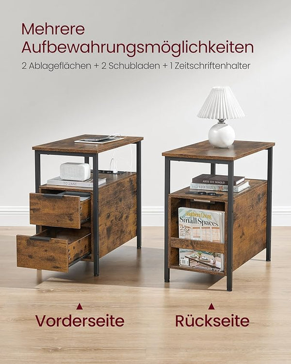 Side Table with Power Strip & Drawers - Karrari