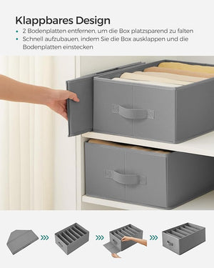 Set of 4 Wardrobe Drawer Organisers - 6 Compartments - Karrari