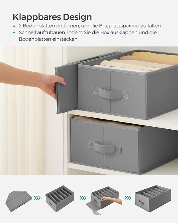 Set of 4 Wardrobe Drawer Organisers - 6 Compartments - Karrari