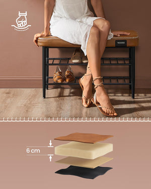 Mid-Century Shoe Rack Storage Bench - Karrari