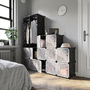 Portable Wardrobe Closet with Rails – Black - Karrari