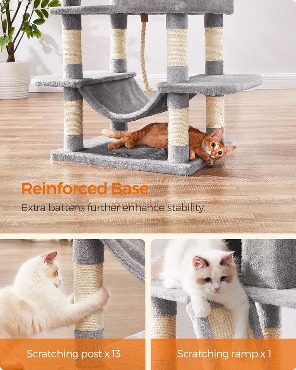 Large Cat Tower - Scratching Posts, Caves & Hammock - Karrari