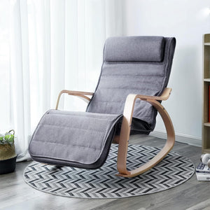 Rocking Chair with Wooden Armrests - Grey and Woody - Karrari