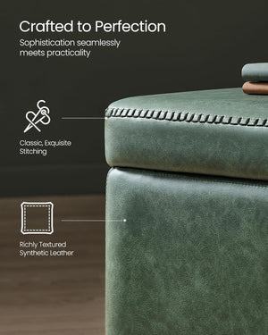 Storage Ottoman Bench – Leather Look, Mid-Century Design
