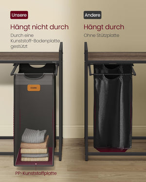 Laundry Basket 3 Compartments 150 L with Shelves Wheels