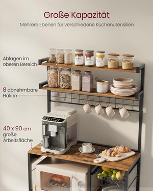 Kitchen Rack with Outlets – Vintage Brown/Ink Black