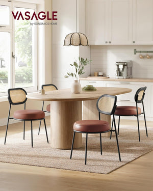 Dining Chairs – Rattan Back & PU Padded Seat (Set of 2)